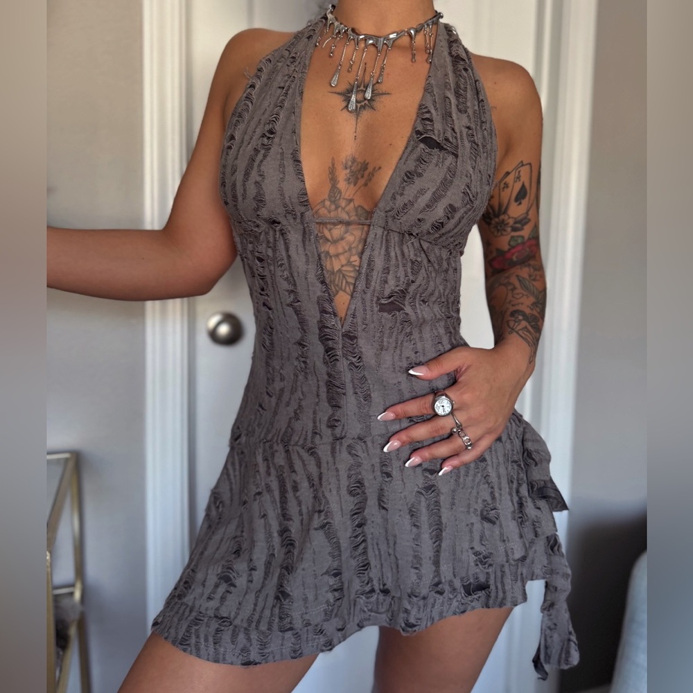 Edikted Brown Textured Dress